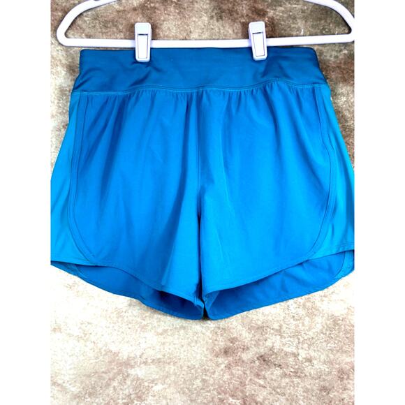 Athletic Back Zip Pocket Elastic Waist Logo All in Motion Shorts Teal size S - Picture 4 of 11